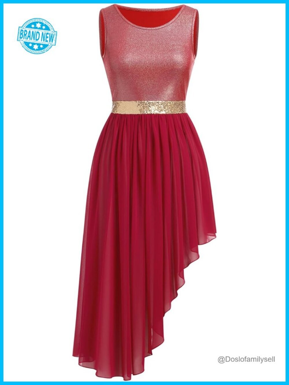 Praise Dance Dress Metallic Tank Top Sequin Waist Chiffon Skirt Worship Overlay